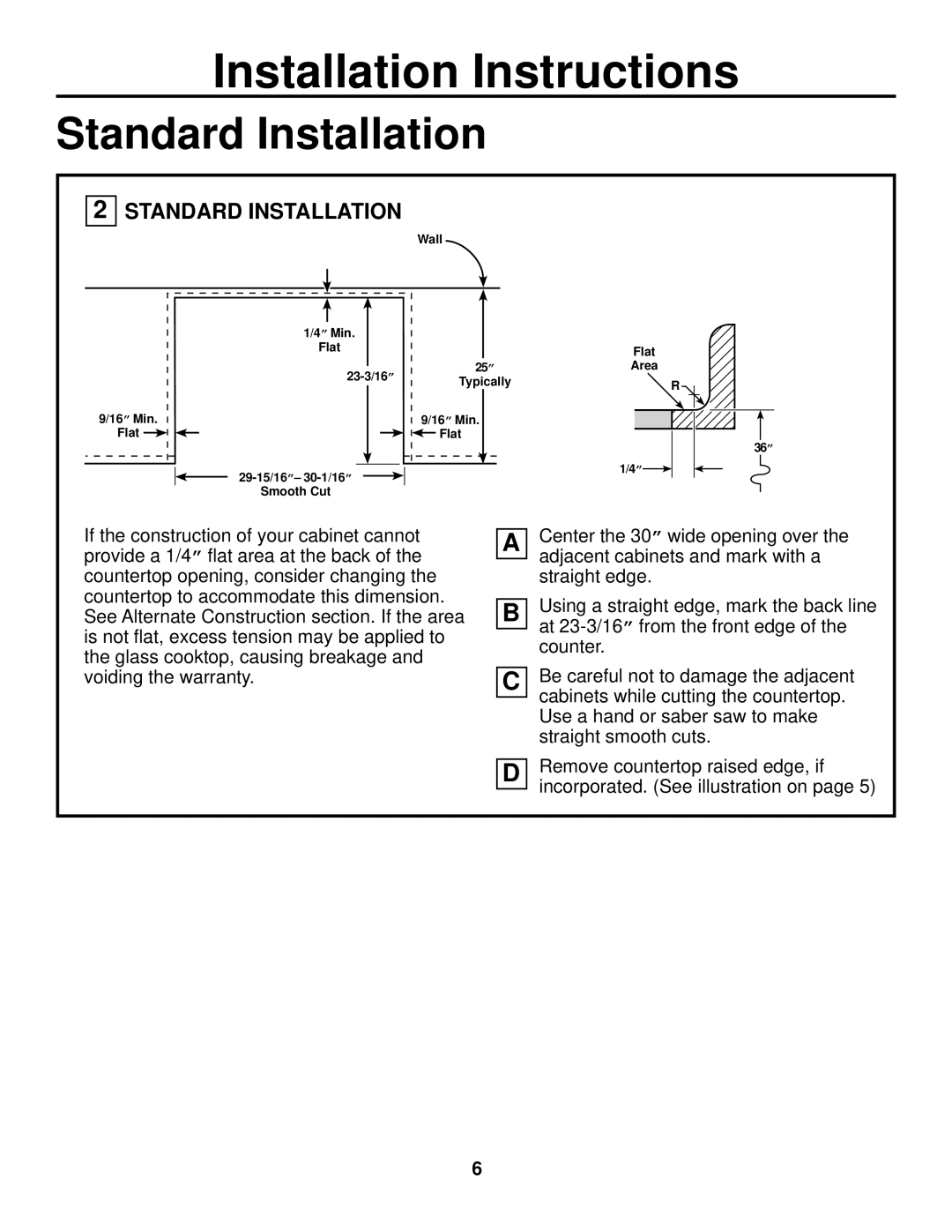 GE JS905 installation instructions Standard Installation 