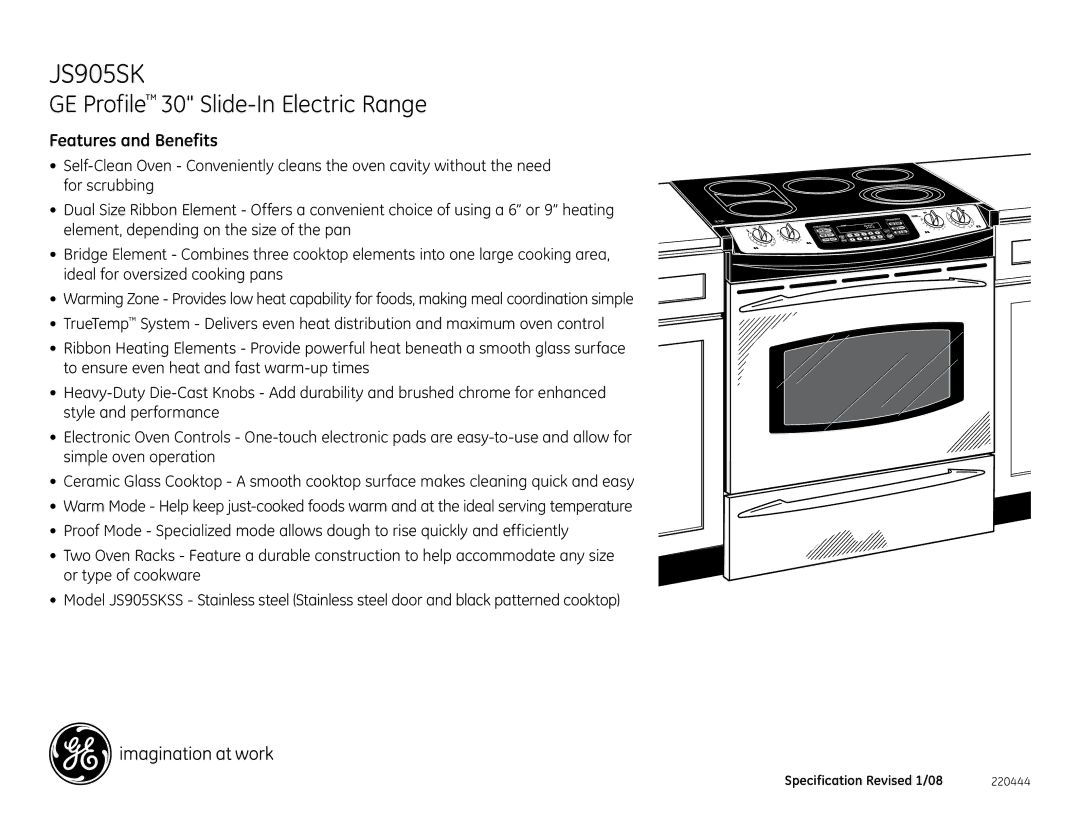 GE JS905SKSS dimensions Features and Benefits 