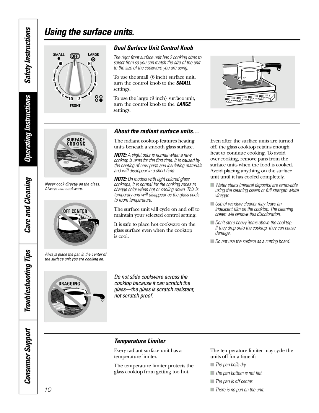 GE JS998 owner manual Instructions Safety Instructions, Tips Care and Cleaning Operating, Consumer Support, Troubleshooting 