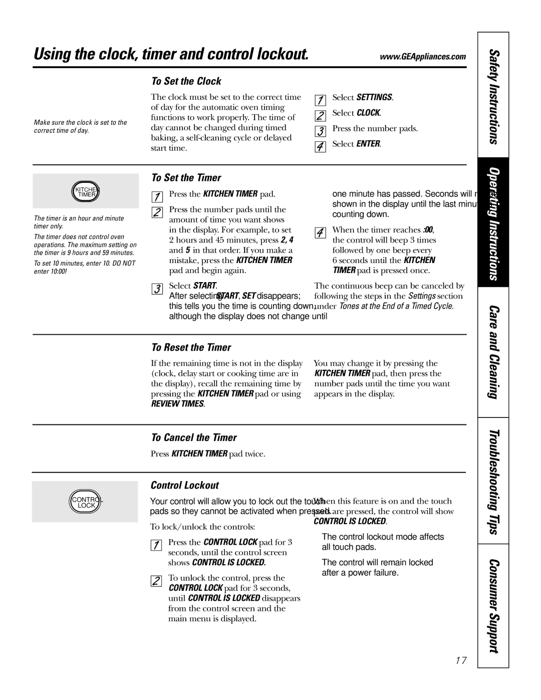 GE JS998 owner manual Safety Instructions, Cleaning 