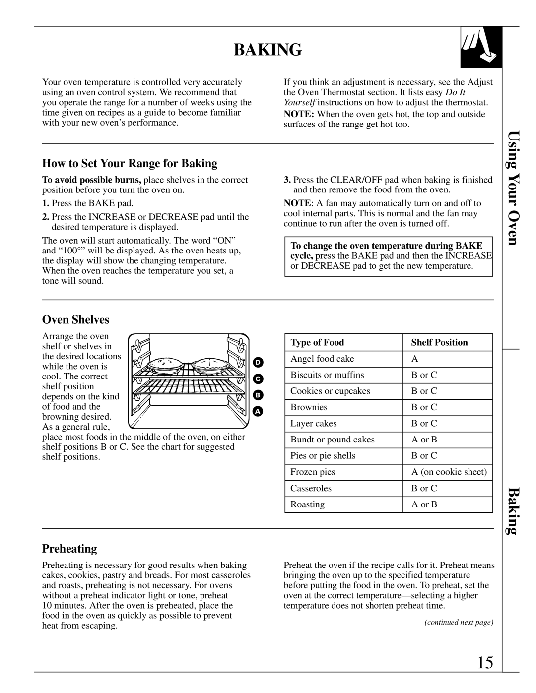 GE JSP28, JSP34, JSP26, JSP31 manual Using Your Oven, How to Set Your Range for Baking, Preheating 