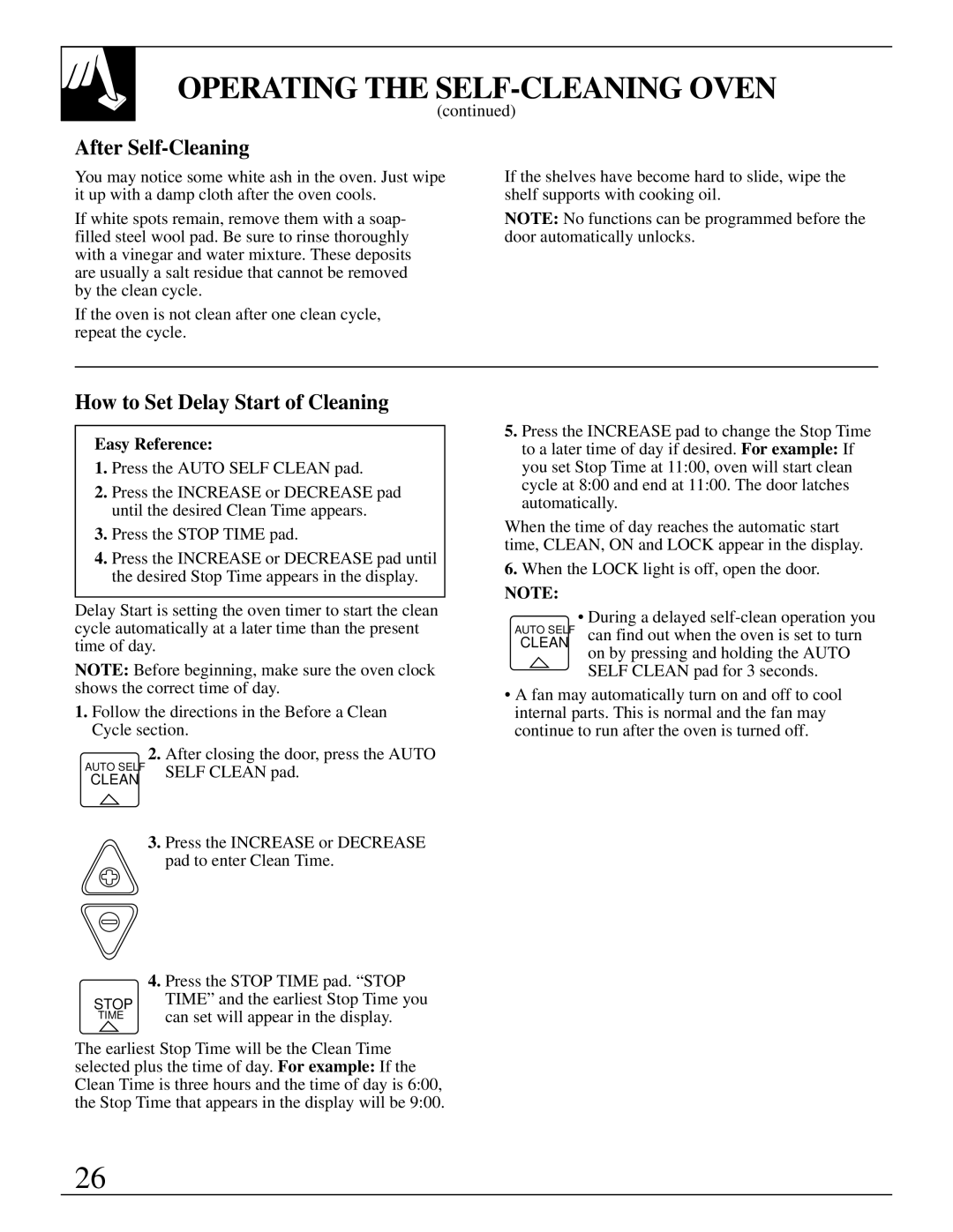 GE JSP31, JSP34, JSP26, JSP28 manual After Self-Cleaning, How to Set Delay Start of Cleaning 