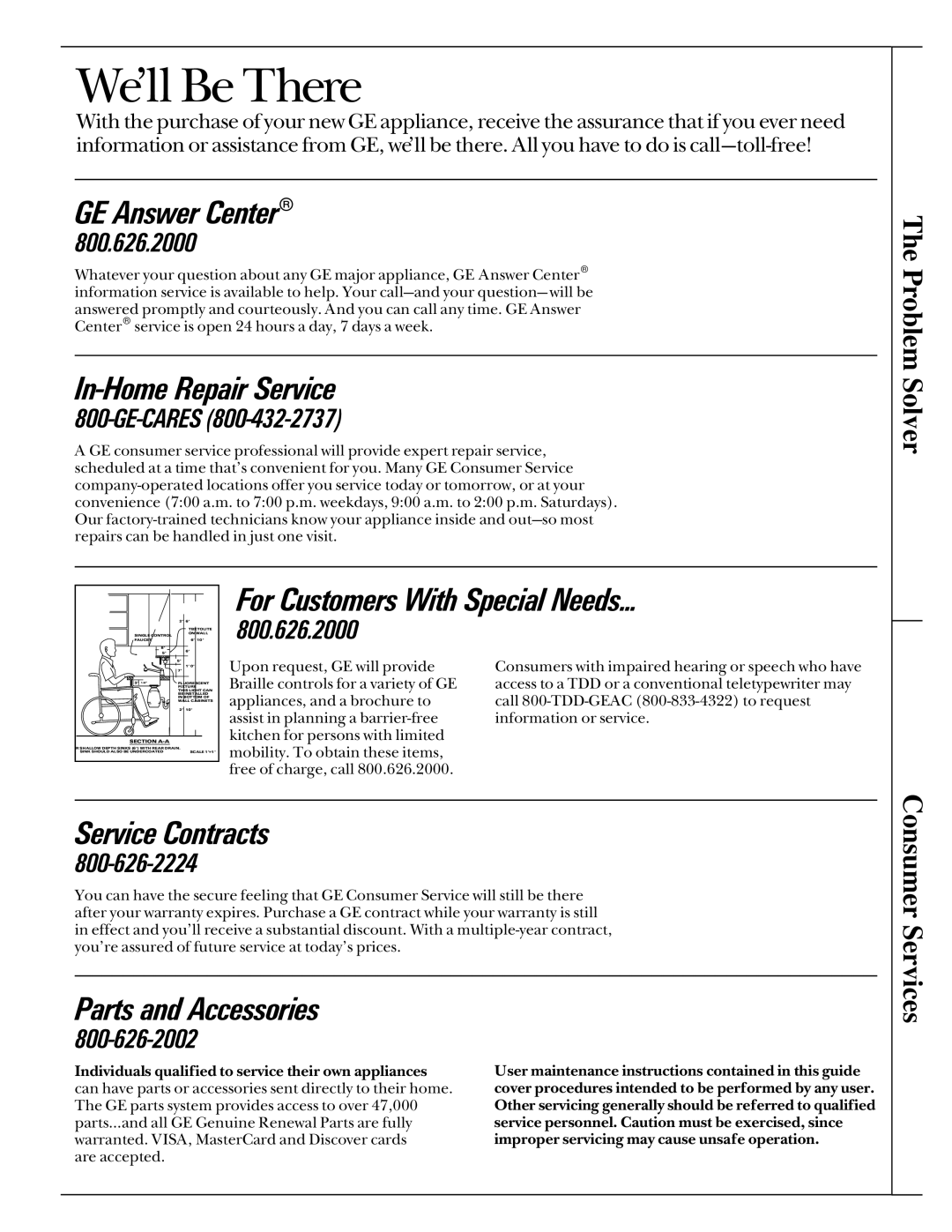 GE JSP28, JSP34, JSP26, JSP31 manual We’ll Be There 