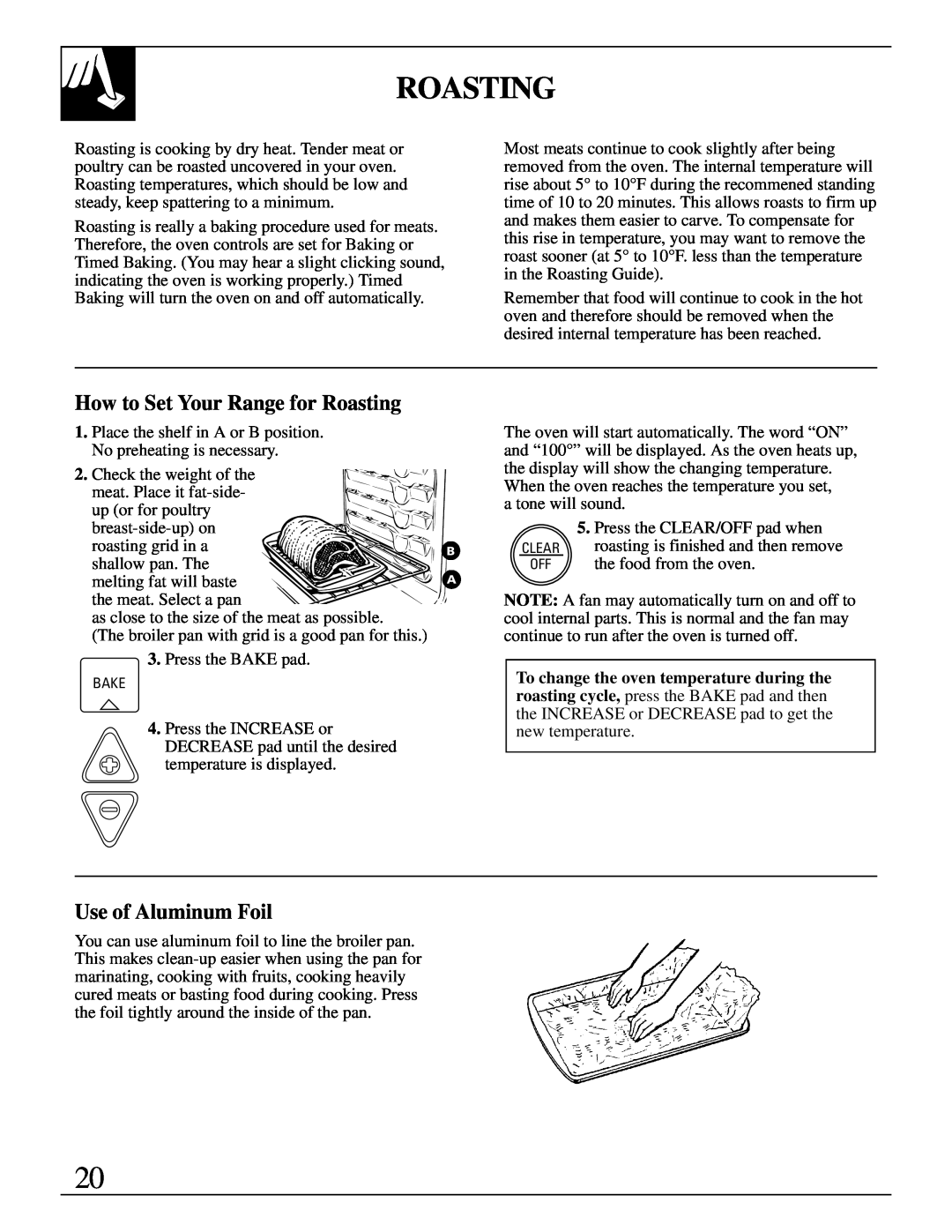 GE JSP34, JSP26, JSP31, JSP28 manual How to Set Your Range for Roasting, Use of Aluminum Foil 