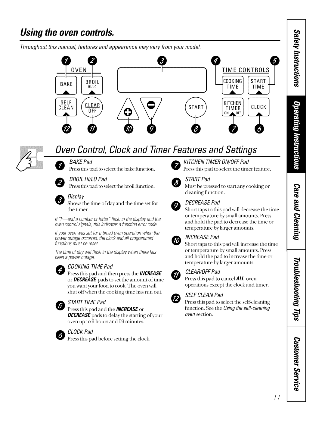 GE JSP40, JSP34, JSP26 manual Usingthe ovencontrols 