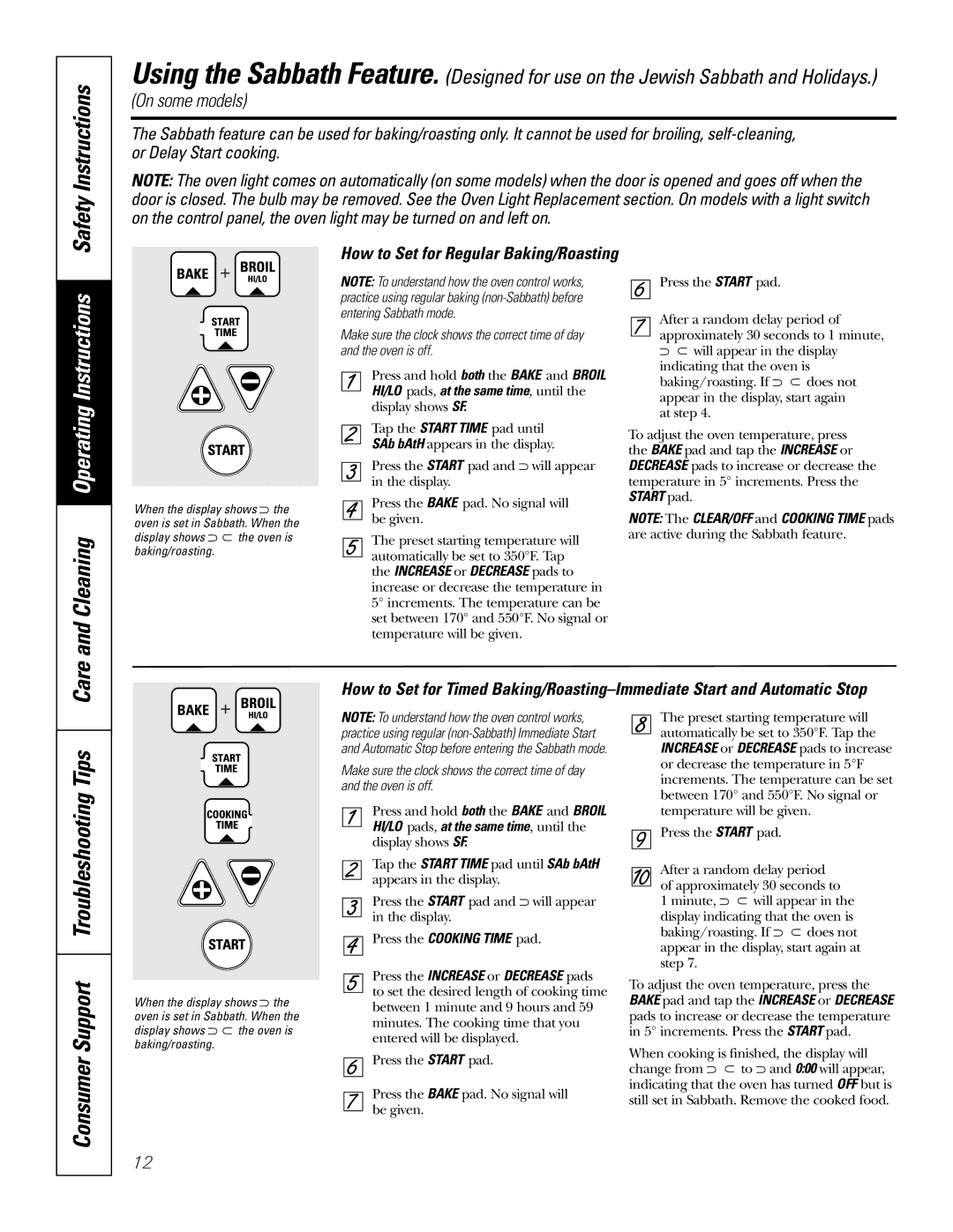 GE JSP34, JSP26 owner manual Safety Instructions, How to Set for Regular Baking/Roasting 