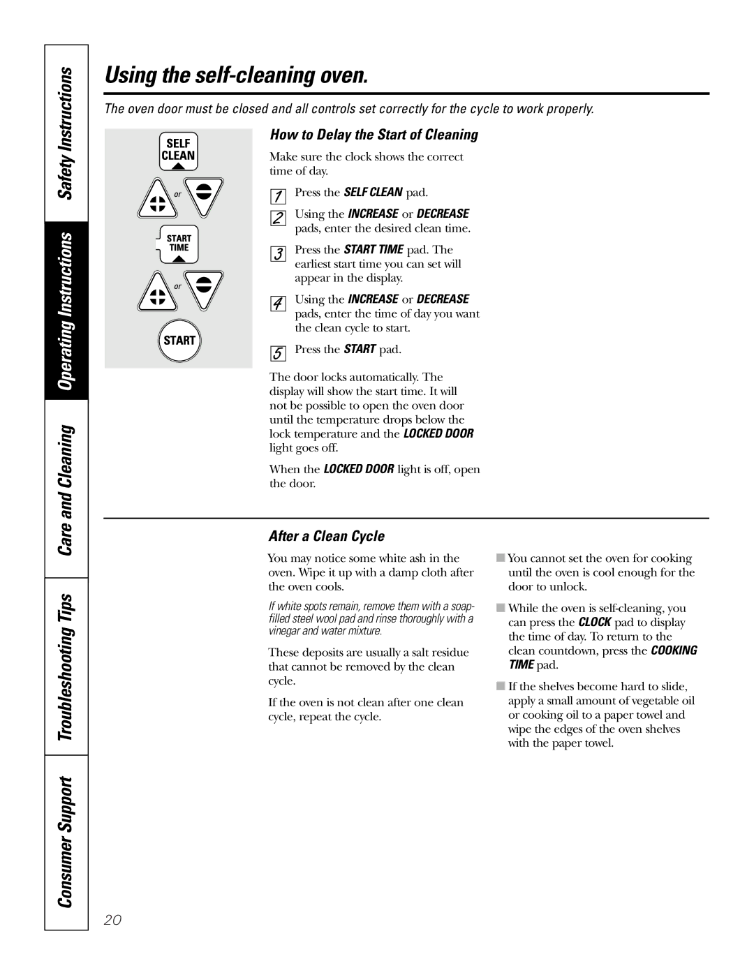 GE JSP34, JSP26 owner manual Cleaning Operating Instructions Safety Instructions, Consumer Support Troubleshooting Tips Care 