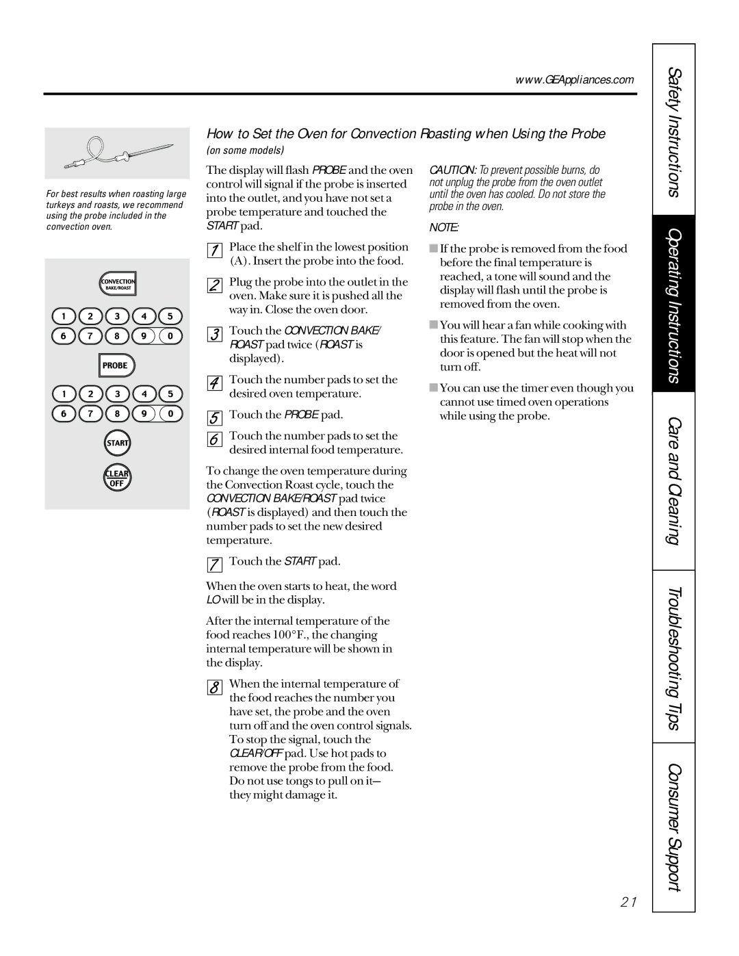 GE JSP36, JD966, JG966 owner manual Troubleshooting Tips Consumer Support, Operating Instructions Care and Cleaning 