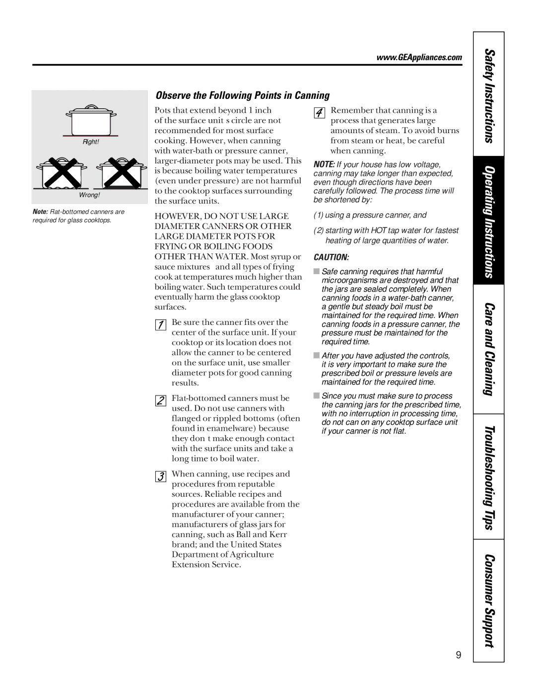 GE JSP36, JD966, JG966 owner manual Safety, Observe the Following Points in Canning, Using a pressure canner 