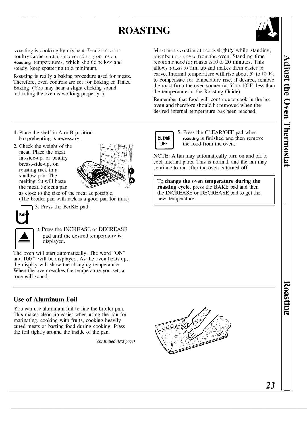 GE JSP38, JSP40 warranty Roasting, Use of Aluminum Foil 