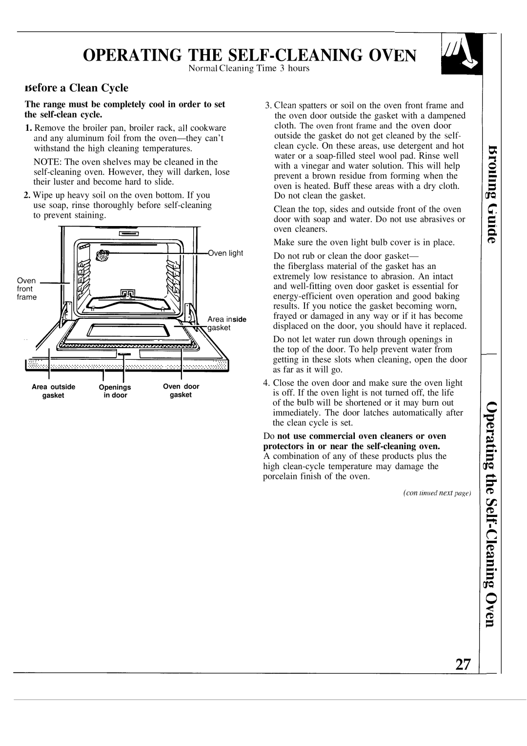 GE JSP38, JSP40 warranty Operating the SELF-CLEANING Oven, Before a Clean Cycle 