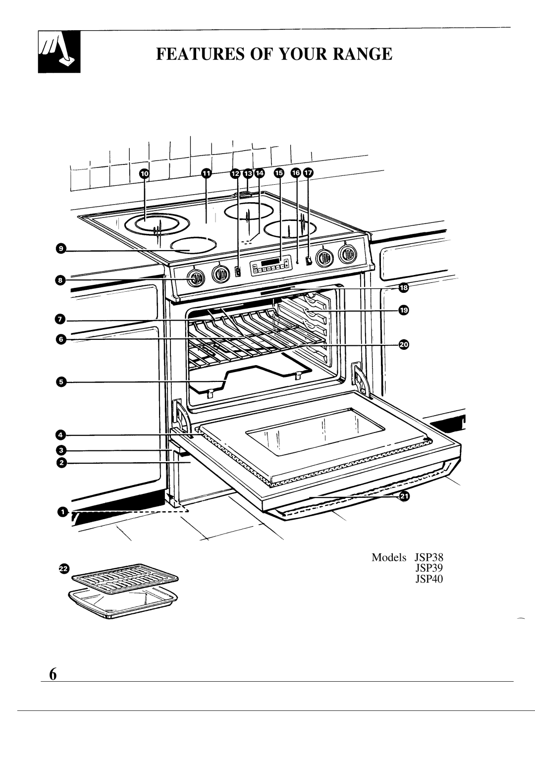 GE JSP40, JSP38 warranty Features of Your Range 