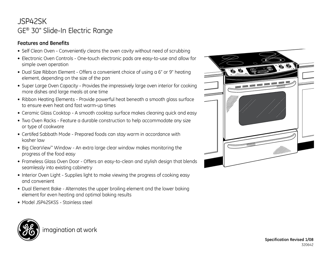 GE JSP42SKSS dimensions Features and Benefits 