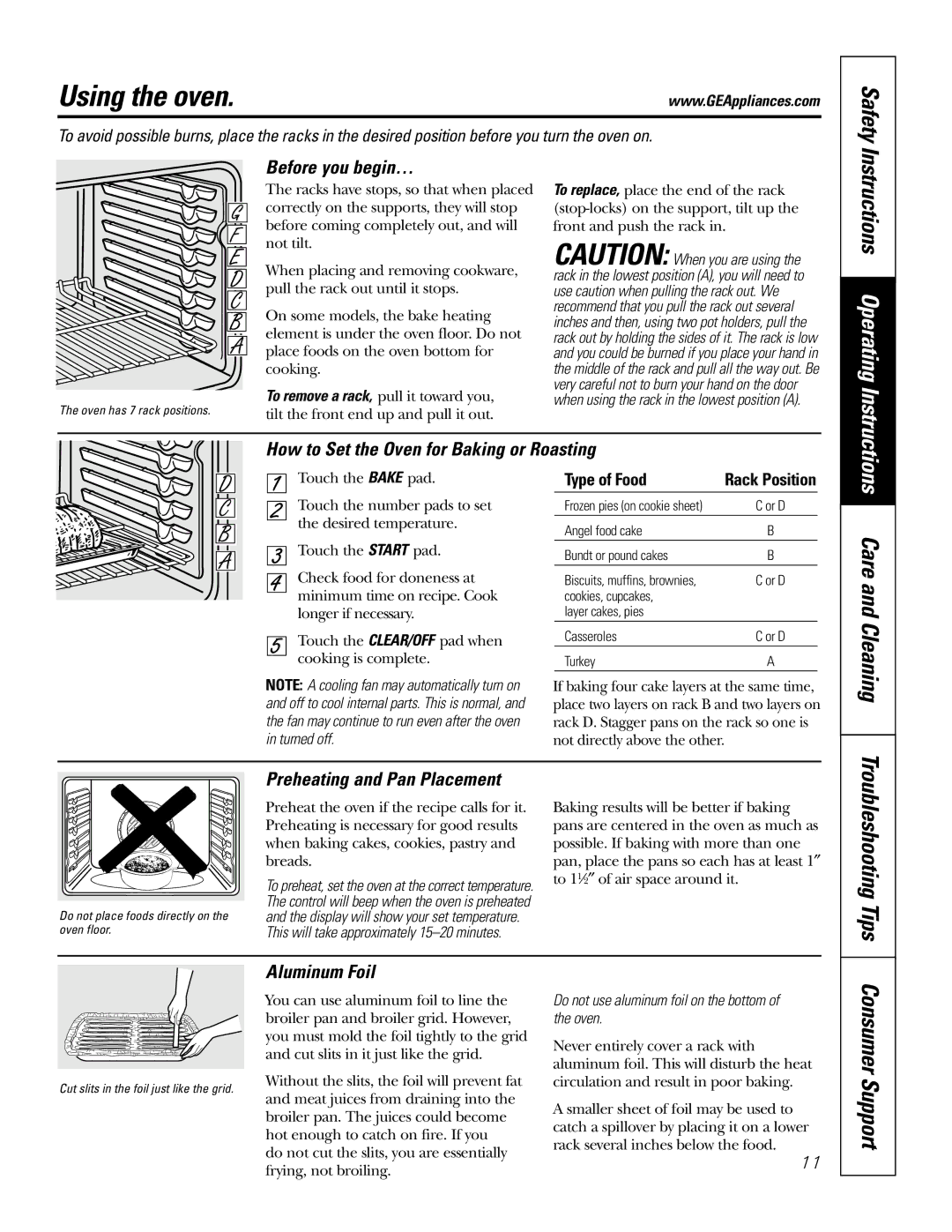 GE JSP57 owner manual Using the oven, Safety, Troubleshooting Tips 