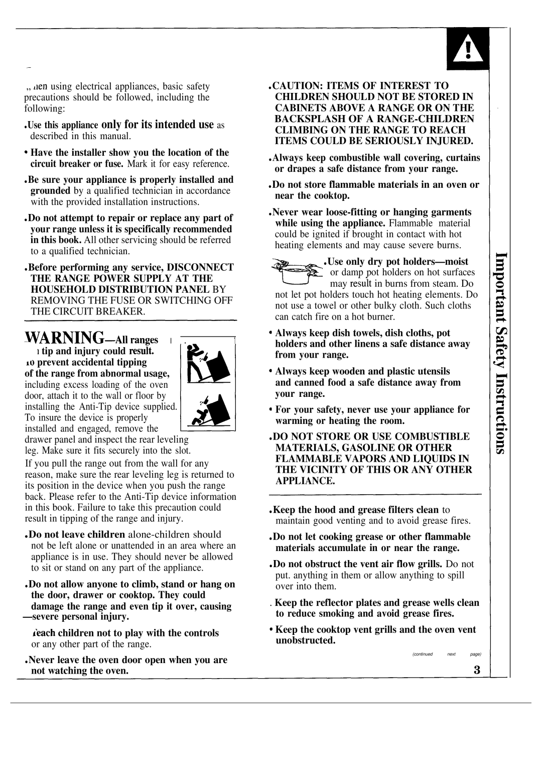 GE JSP60GN Use this appliance only for its intended use as, Described in this manual 