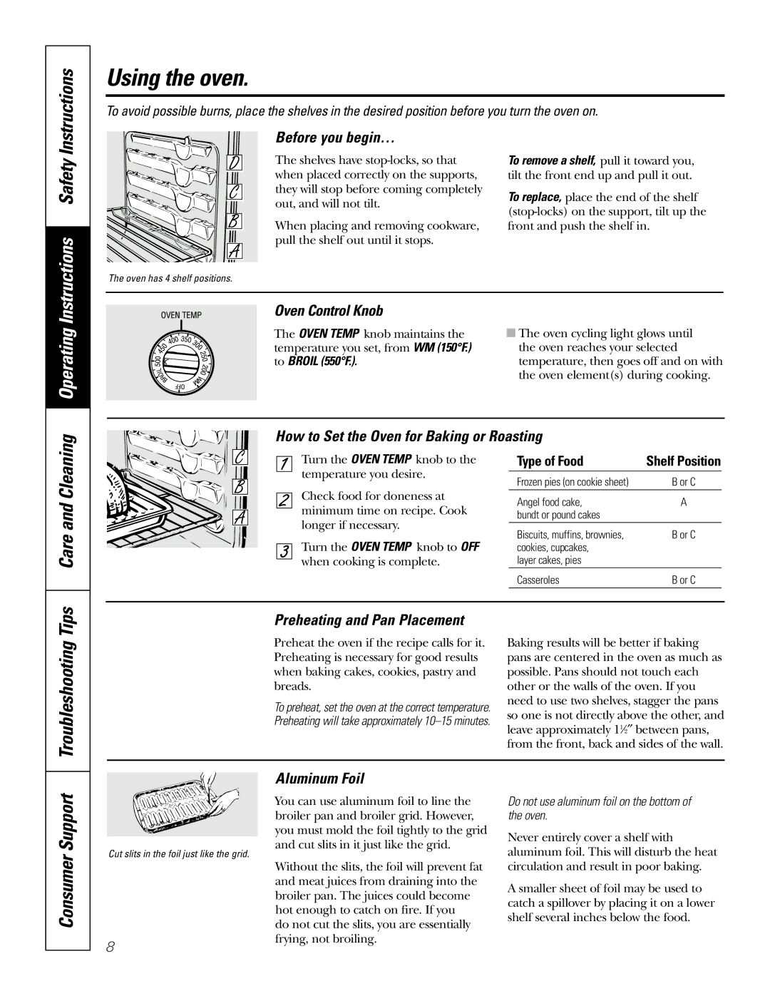 GE JSS16 owner manual Operating Instructions, Cleaning 