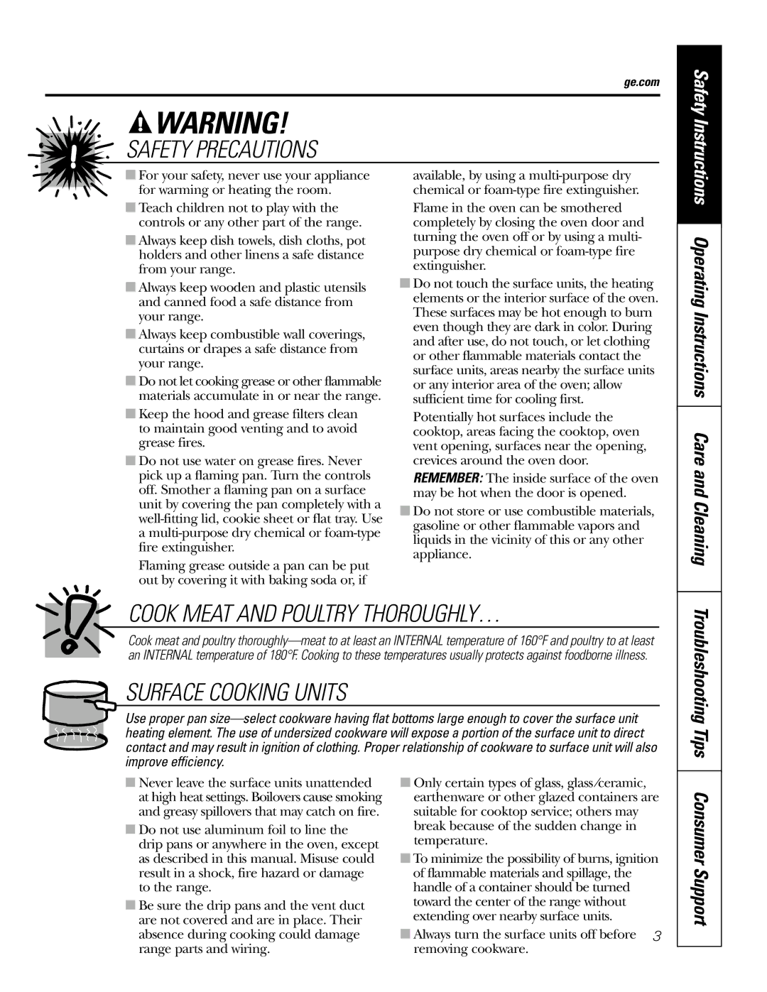 GE JSS28CKCC owner manual Consumer Support, Troubleshooting Tips, Ge.com 