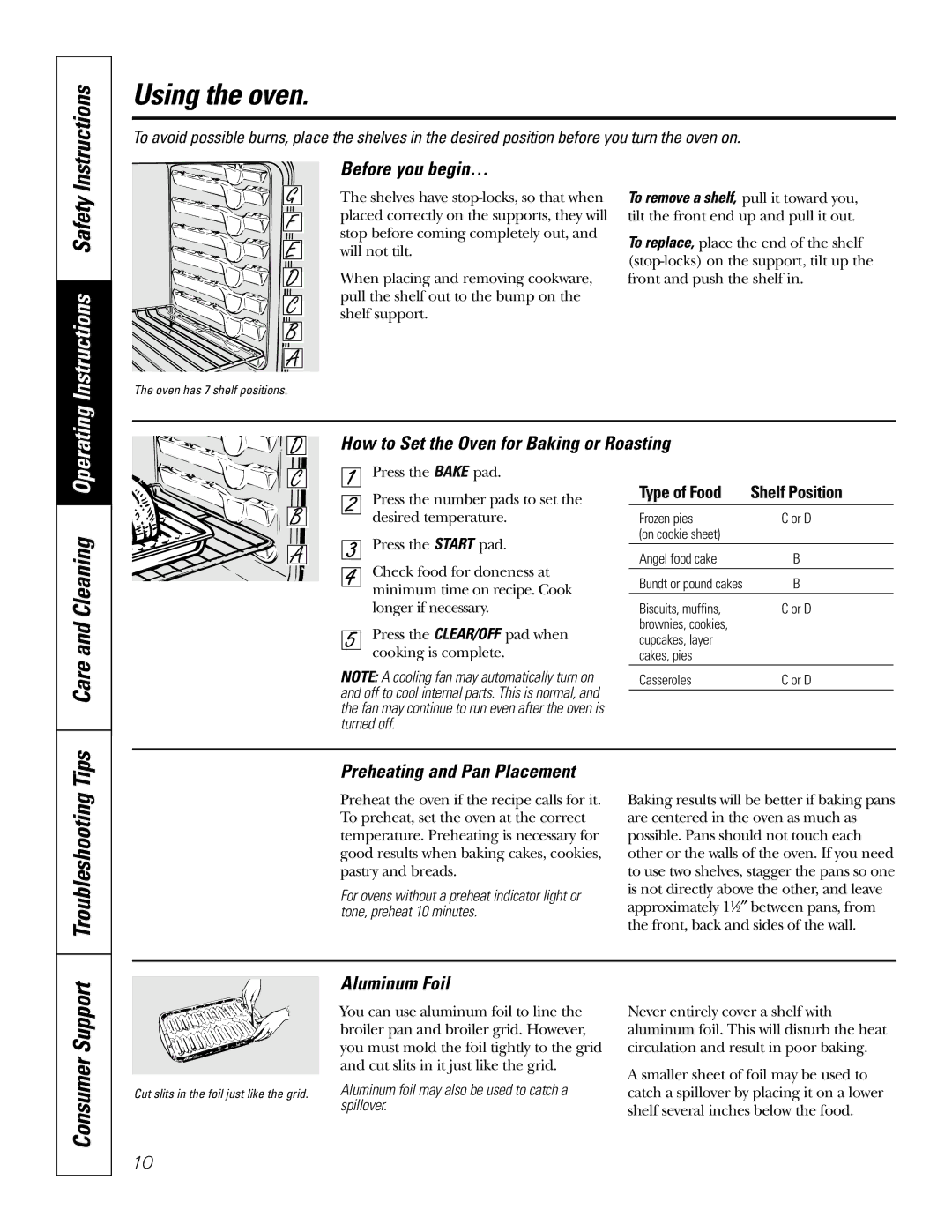 GE JT912, JT952 owner manual Using the oven, Instructions, Care and Cleaning, Troubleshooting Tips 