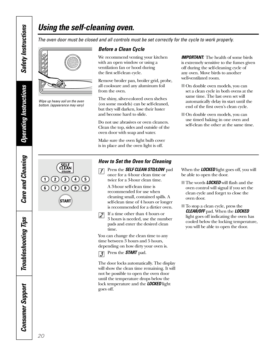 GE JT952SKSS owner manual Using the self-cleaning oven, Before a Clean Cycle, Troubleshooting Tips Care and Cleaning 