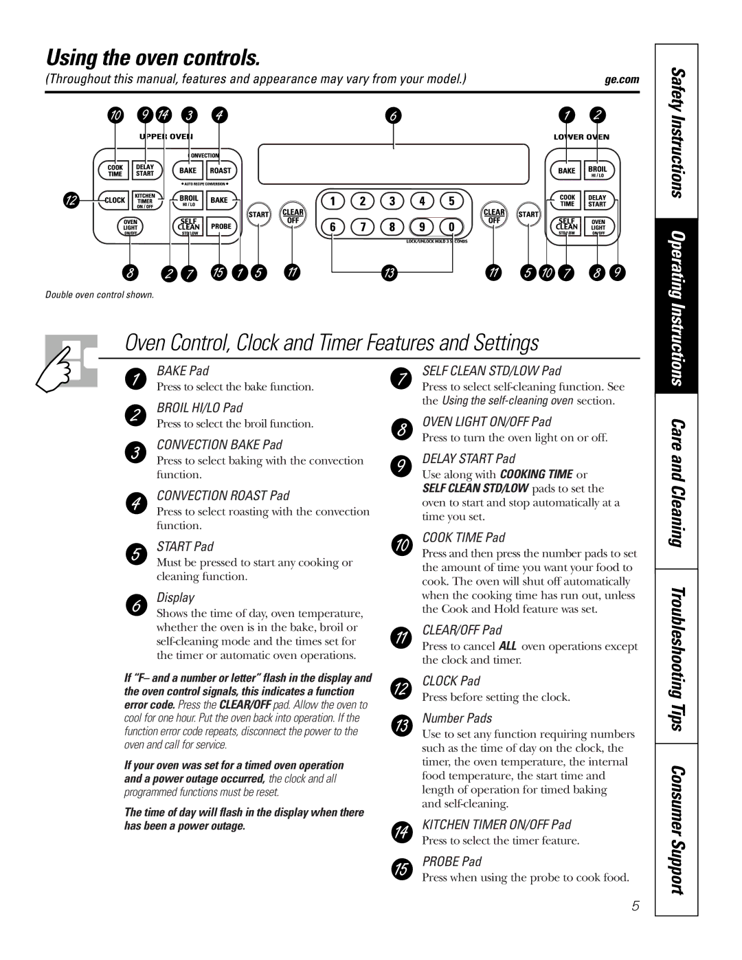 GE JT952SKSS owner manual Using the oven controls, Support, Troubleshooting Tips Consumer 