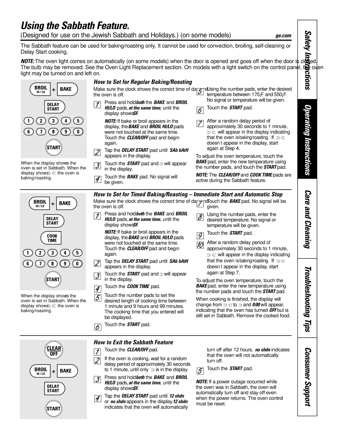 GE JT952SKSS owner manual Using the Sabbath Feature, Tips, Cleaning Troubleshooting, How to Set for Regular Baking/Roasting 