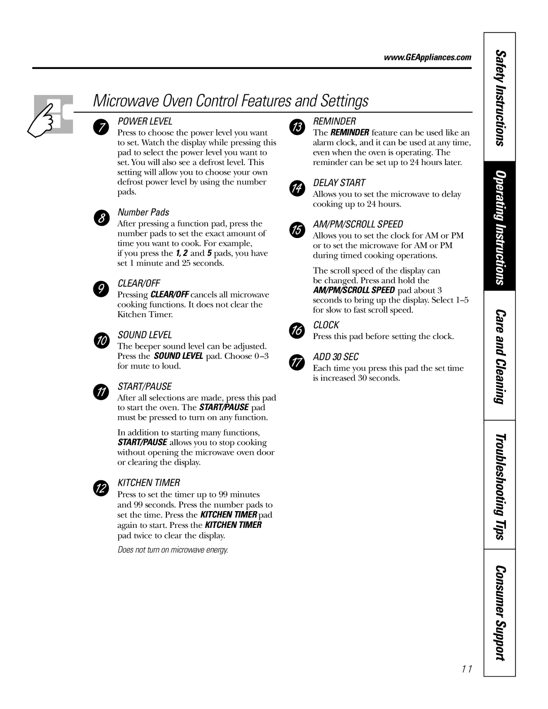 GE JT965 manual Cleaning Troubleshooting Tips Consumer Support, Power Level 