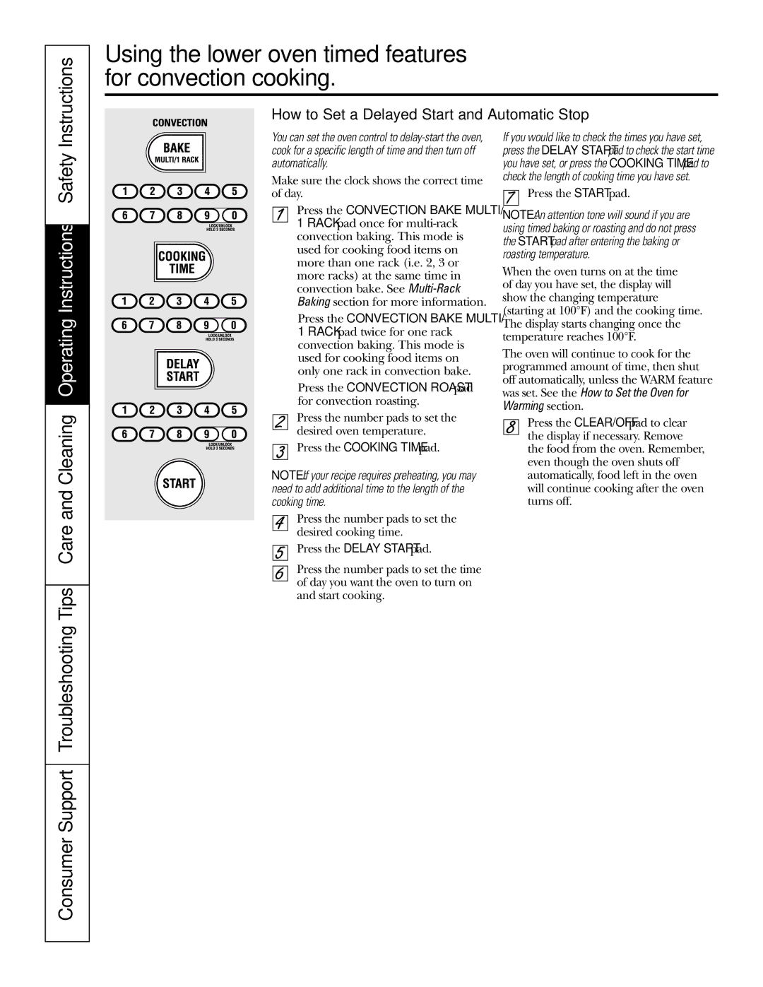 GE JT965 manual Care and Cleaning Operating Instructions Safety, Consumer Support Troubleshooting Tips 