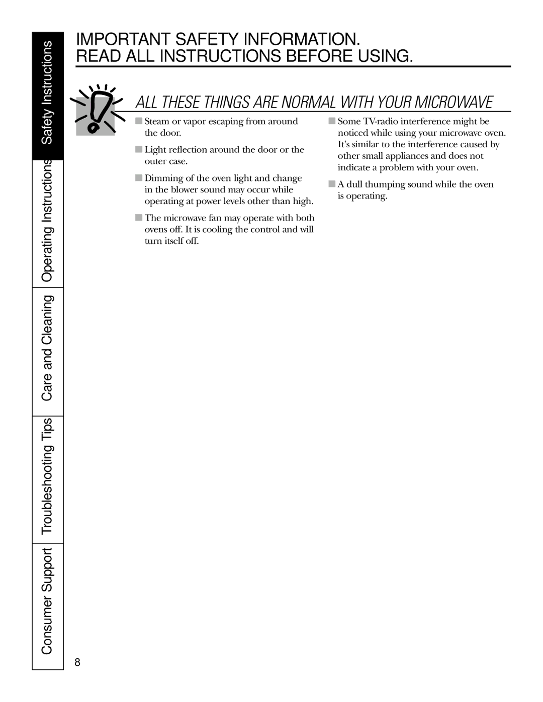 GE JT965 manual ALL These Things are Normal with Your Microwave 