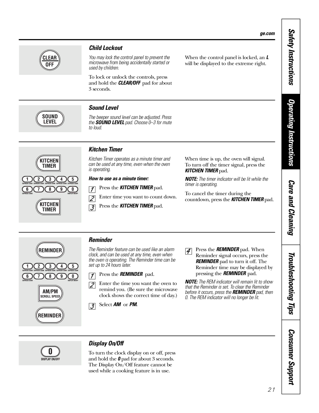 GE JT96530 manual Safety Instructions Operating, Troubleshooting Tips 