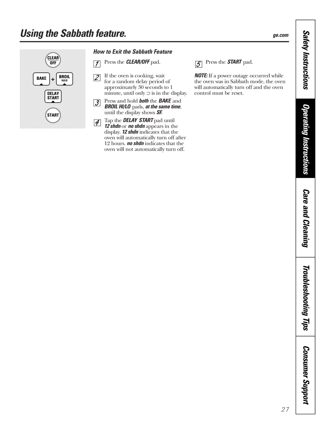 GE JT96530 manual Press the Start pad 