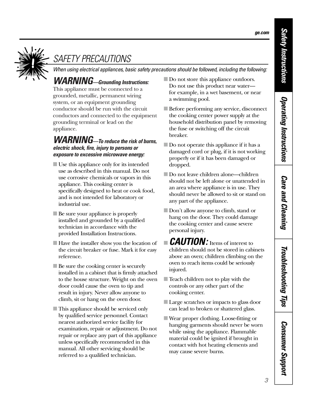 GE JT96530 manual Safety Precautions, Ge.com 