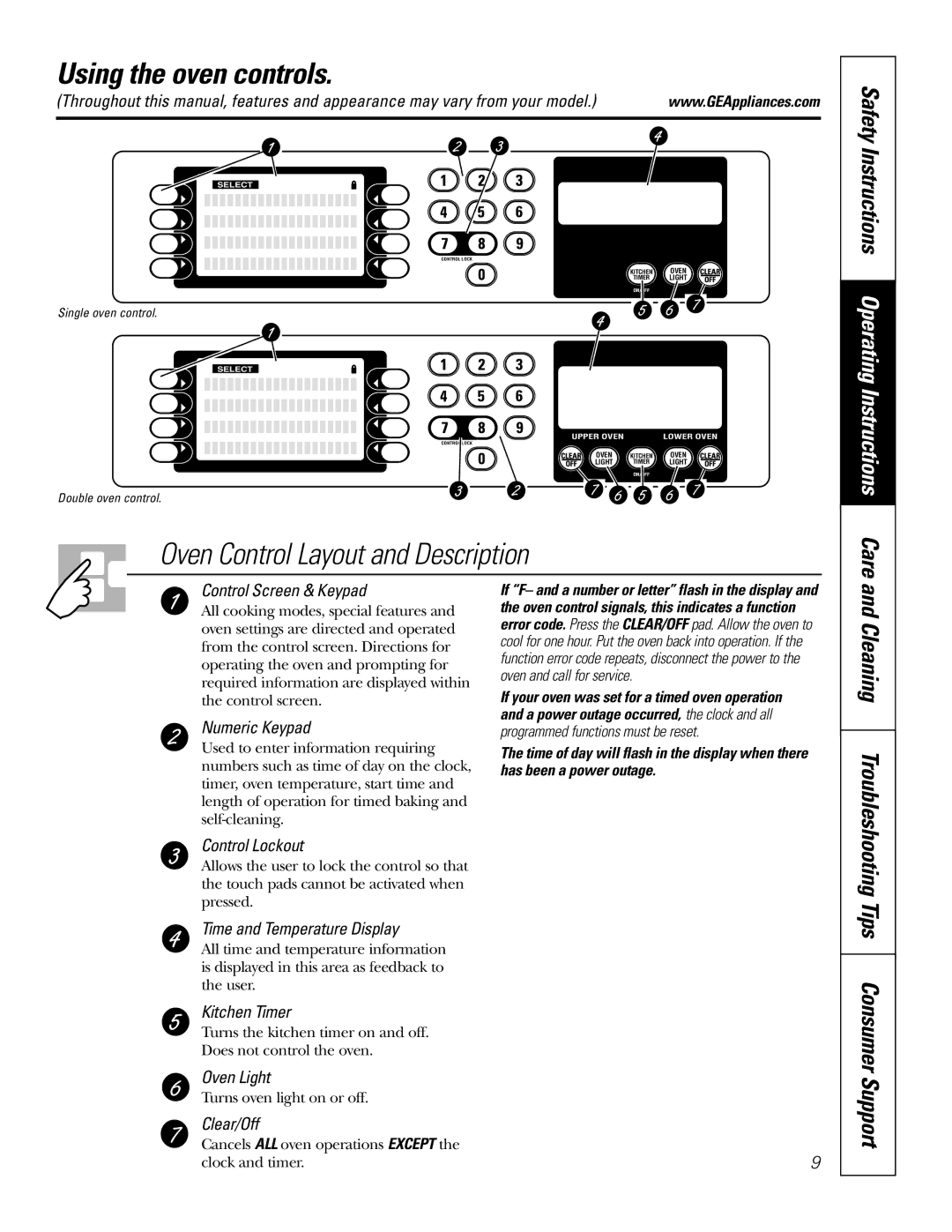 GE JT930, JT980 owner manual Using the oven controls, Tips Consumer Support, Safety Instructions Operating Instructions Care 