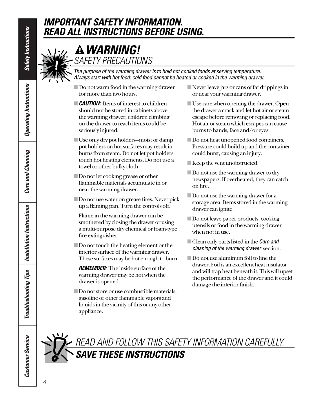 GE JTD910SBSS, JTD910WBWW, JTD910BBBB, JKD910 owner manual Customer Service 