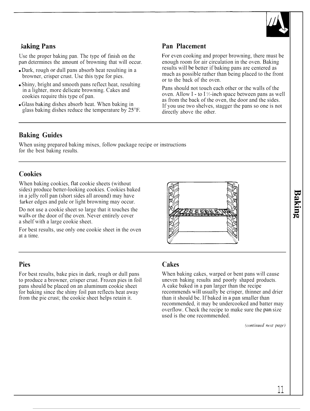 GE JTP14, JTP13 warranty Faking Pans, Pan Placement, Cookies, Pies 