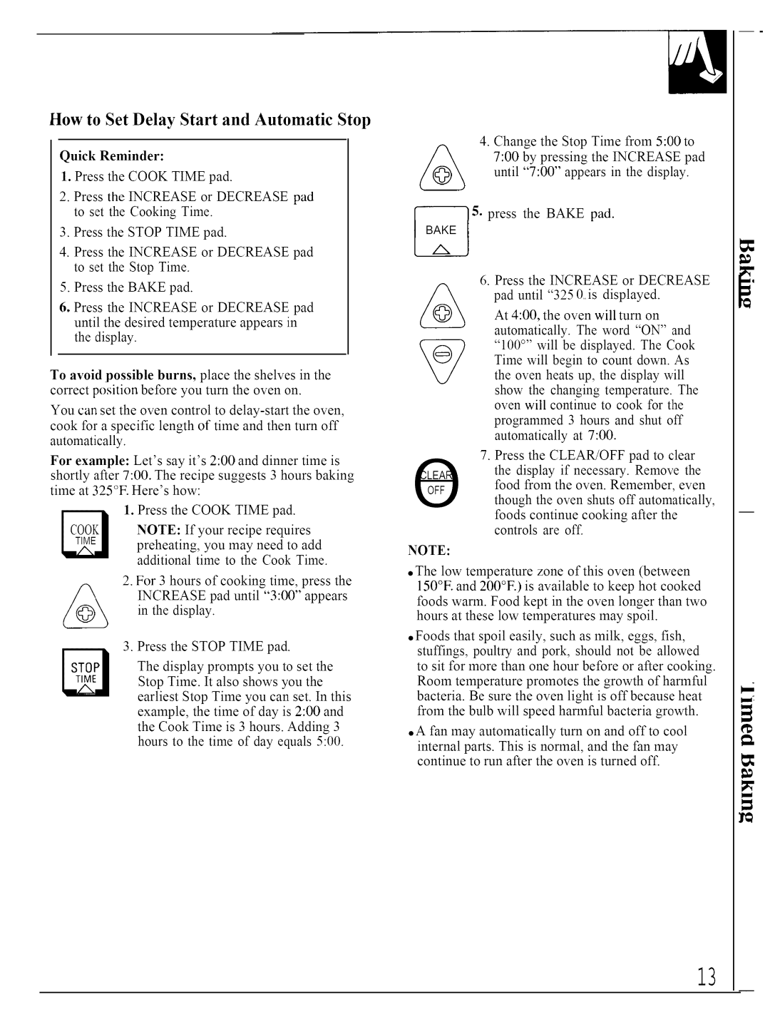 GE JTP14, JTP13 warranty How to Set Delay Start and Automatic Stop, Quick Reminder 