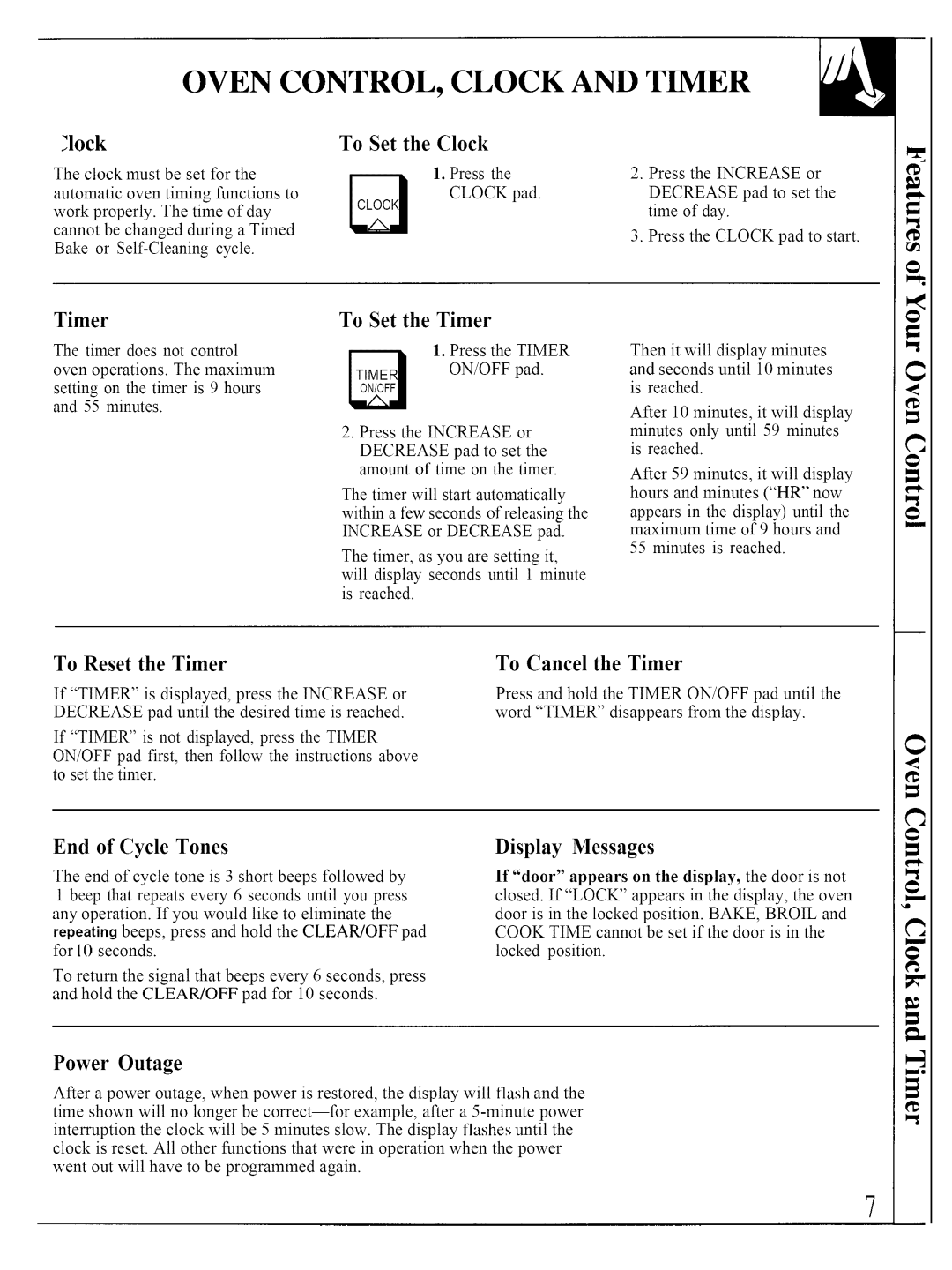 GE JTP14, JTP13 warranty To Set the Timer, To Reset the Timer, End of Cycle Tones, Display Messages 