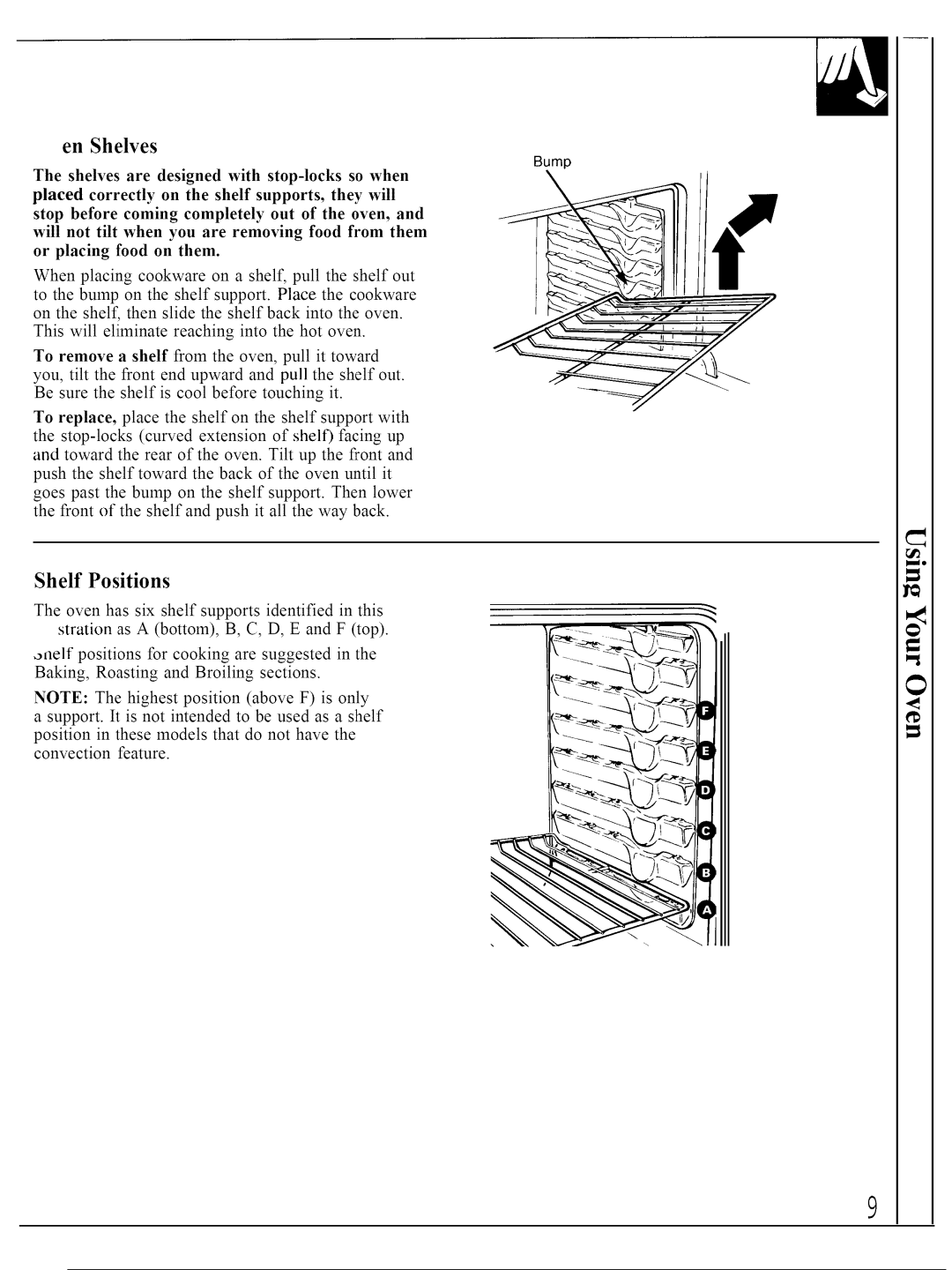 GE JTP14, JTP13 warranty En Shelves, Shelf Positions 