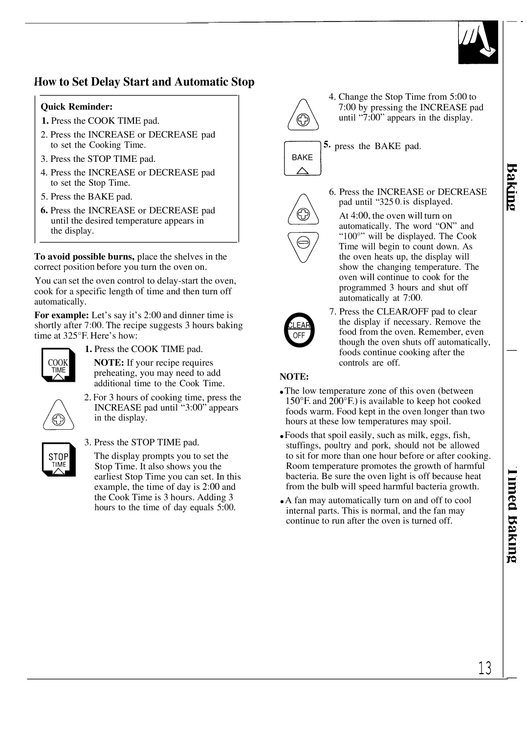 GE JTP14, JTP13 warranty How to Set Delay Start and Automatic Stop, Quick Reminder 