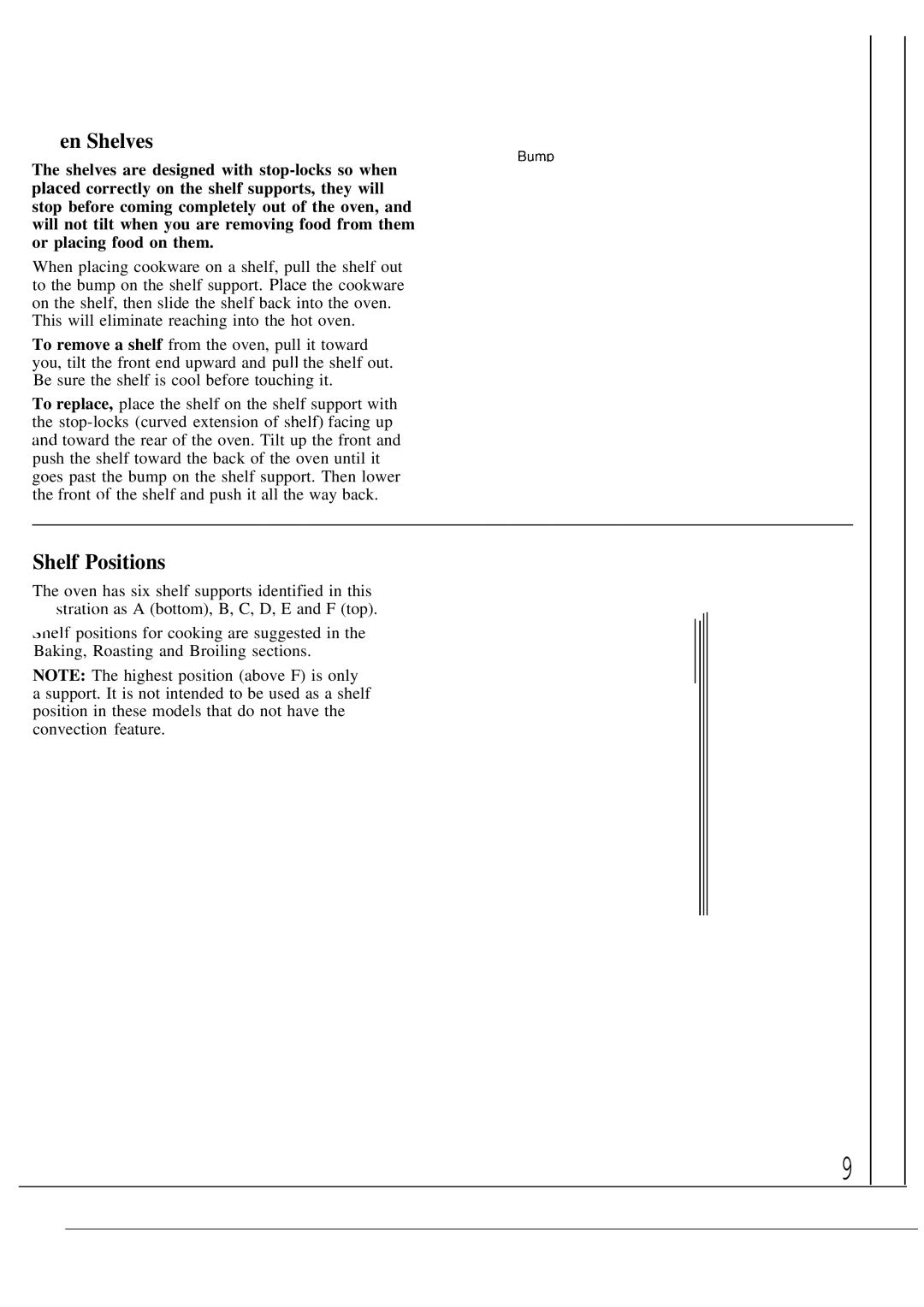 GE JTP14, JTP13 warranty En Shelves, Shelf Positions 