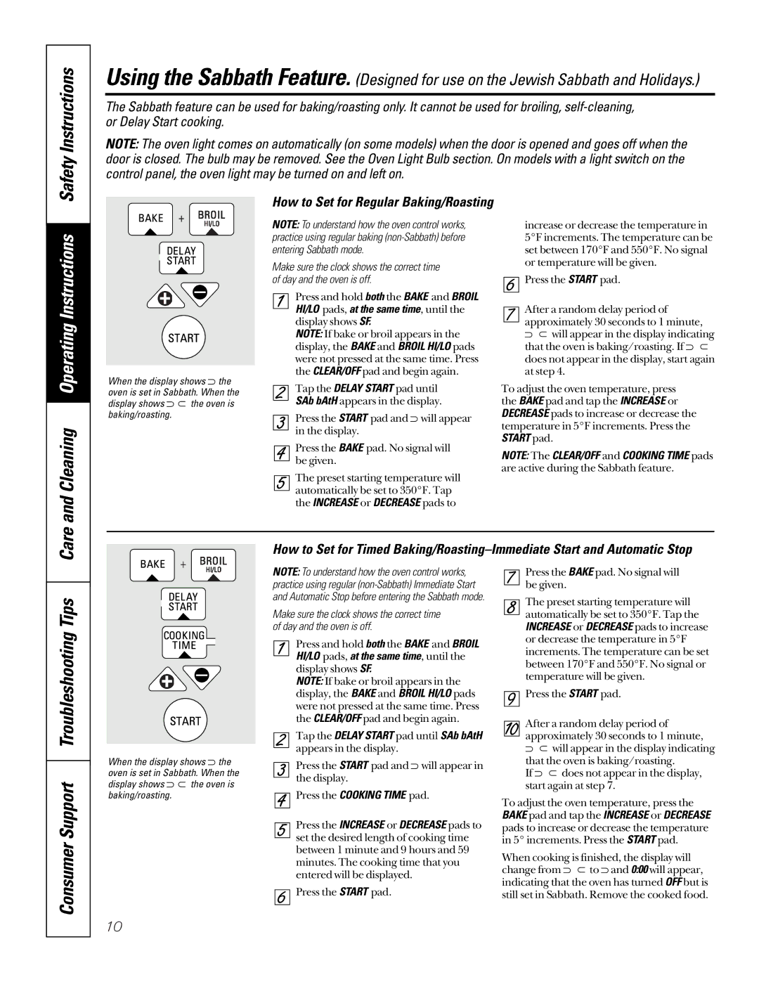 GE JTP15SDSS, JTP15CDCC Safety Instructions, Cleaning Operating Instructions, How to Set for Regular Baking/Roasting 