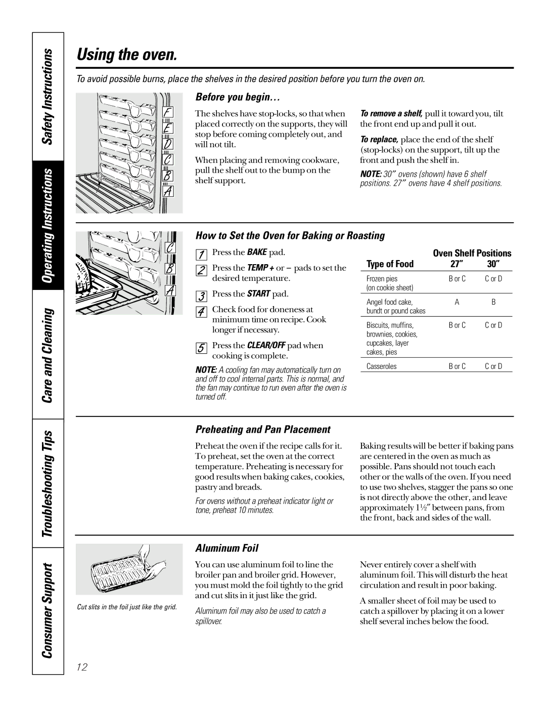 GE JTP15CDCC, JTP15BDBB, JTP15SDSS Using the oven, Instructions, Operating, Care and Cleaning, Troubleshooting Tips 