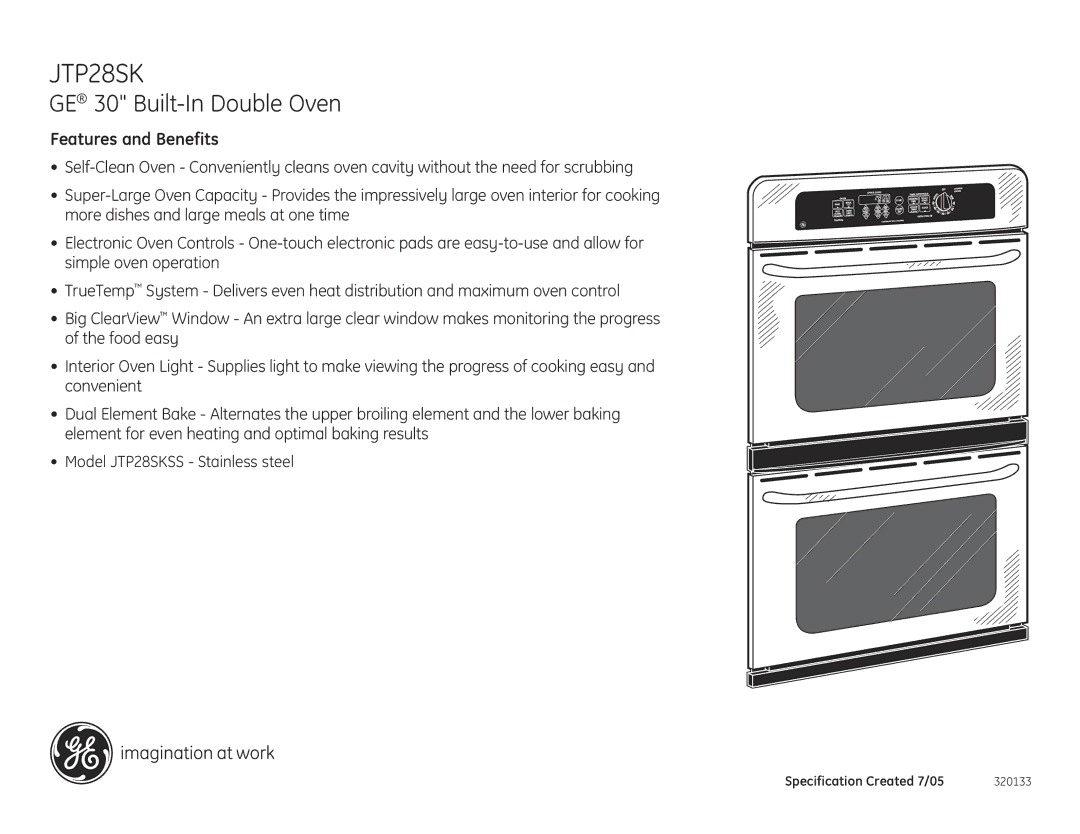 GE JTP28SK dimensions Features and Benefits 