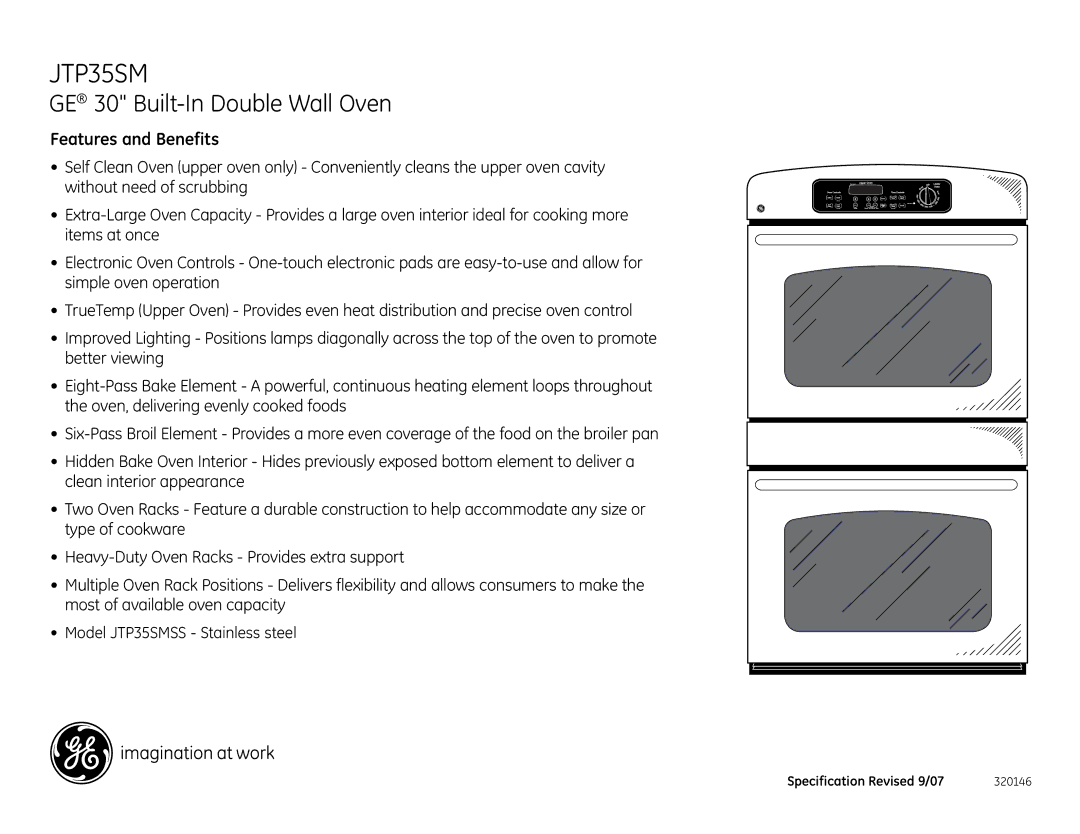 GE JTP35SM dimensions Features and Benefits 