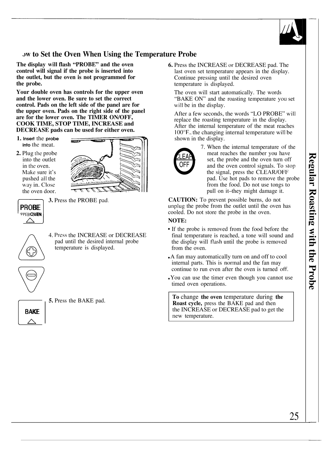 GE JTP55, JTP54, 164D2966P087 warranty JW to Set the Oven When Using the Temperature Probe 