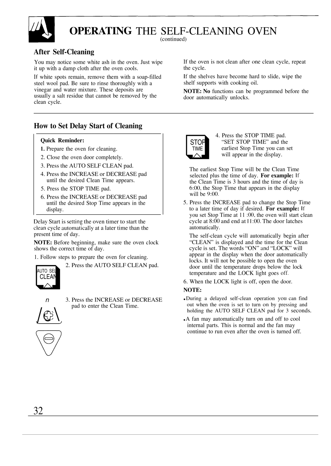 GE 164D2966P087, JTP54, JTP55 Opewting the SELF-CLEANING Oven, After Self-Cleaning, How to Set Delay Start of Cleaning 