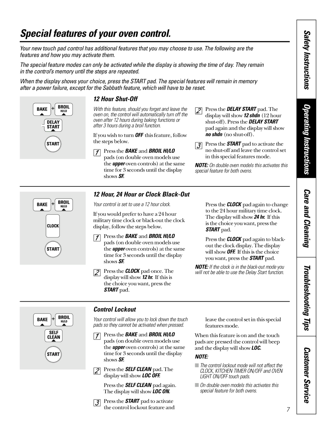 GE JTP56BABB, jt950, jk910 Special features of your oven control, Tips Customer Service, Hour Shut-Off, Control Lockout 