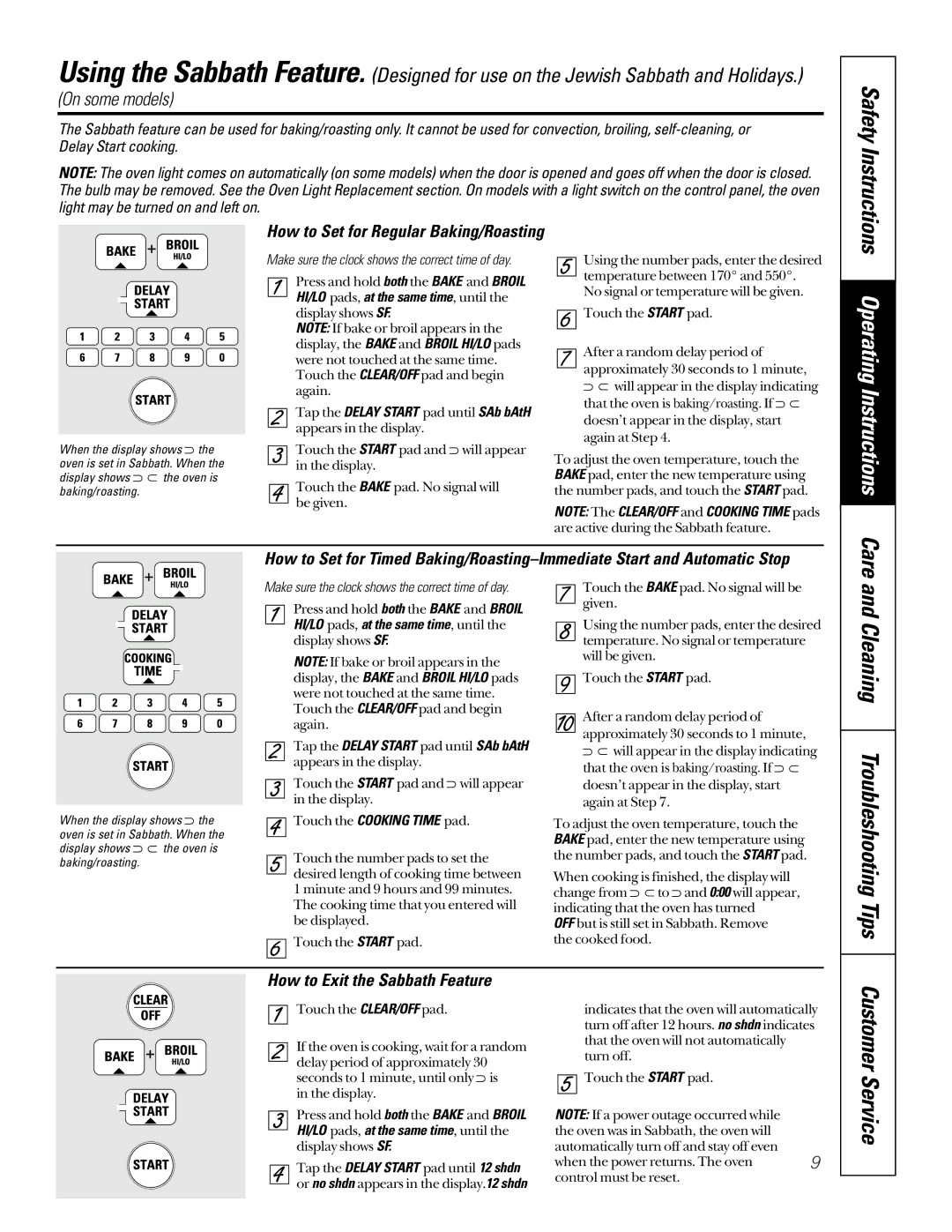 GE jk910, JTP56BABB, jt950, jk950, jt910 Cleaning Troubleshooting Tips, How to Exit the Sabbath Feature, Safety Instructions 