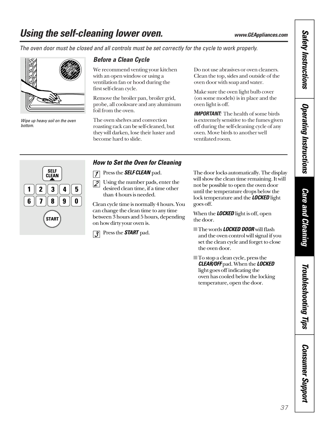 GE JTP95 owner manual Using the self-cleaning lower oven, Before a Clean Cycle 