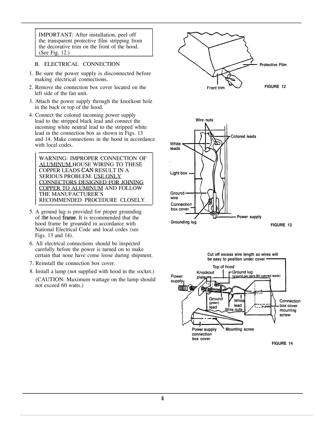 GE JV335, JV334, JV324, JV332, JN334, JN635, JV322, JN322, JN634, JN335, JV624, JV634 installation instructions Electrical Connection 