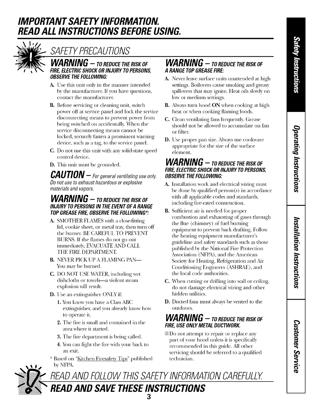 GE JV655 installation instructions Importantsafetyinformation Readallinstructionsbeforeusing 